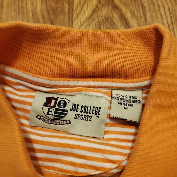 Vintage Tennessee Vols Polo Shirt Men Medium Striped Orange Joe College Sports - Picture 4 of 6